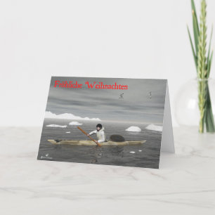 Cartes Pour Fêtes Annuelles Fröhliche Weihnachten - Inuit Kayak