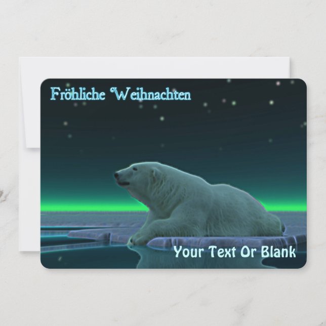 Cartes Pour Fêtes Annuelles Frohliche Weihnachten - Ours polaire de bord de gl (Devant)