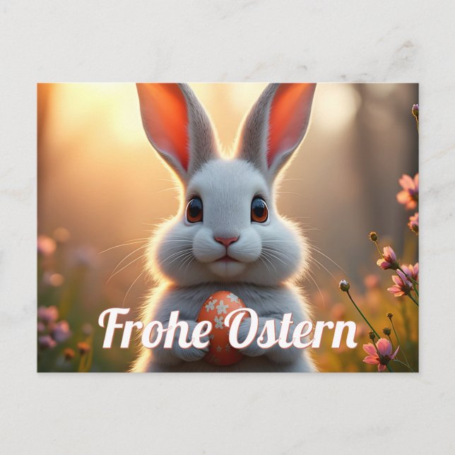 Cartes Pour Fêtes Annuelles Fröhlicher Osterhase im Zauber des Frühlings (Devant)