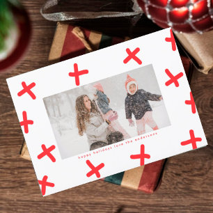 Cartes Pour Fêtes Annuelles Frontière amusante Croix de Noël rouge et blanc