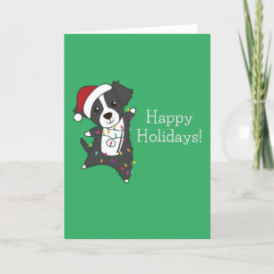 Cartes Pour Fêtes Annuelles Frontière Collie Chien de Noël Animaux d'hiver Chi