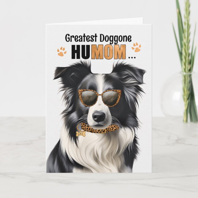 Cartes Pour Fêtes Annuelles Frontière Collie Chien plus grand HuMOM Fête des M (Devant)