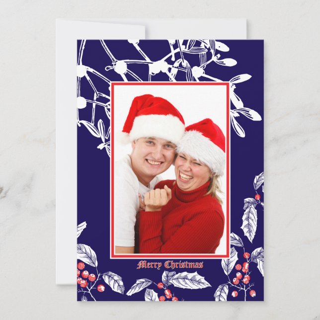 Cartes Pour Fêtes Annuelles Frontière de Noël Holly et Mistletoe (Devant)