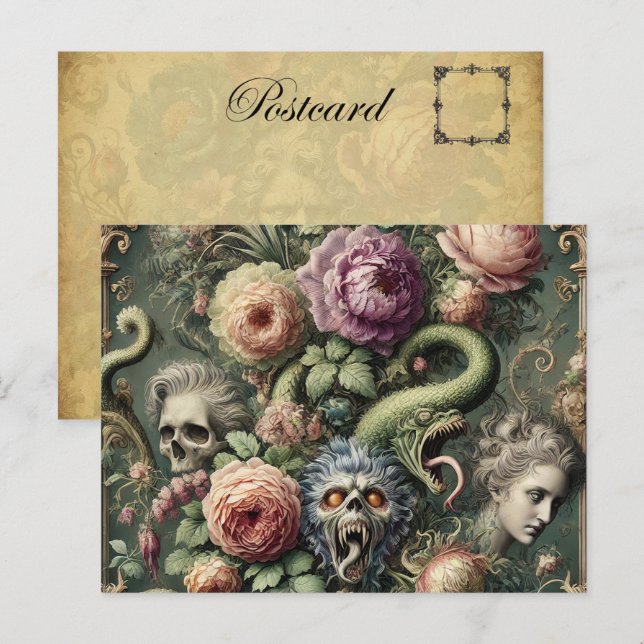 Cartes Pour Fêtes Annuelles Frontières du baroque - Gothique victorien (Devant / Derrière)