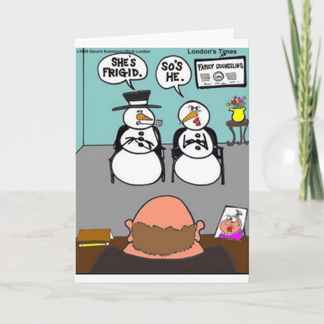 Cartes Pour Fêtes Annuelles Frost Snowman & Femme Frigid Funny Mugs Tee - shir (Devant)