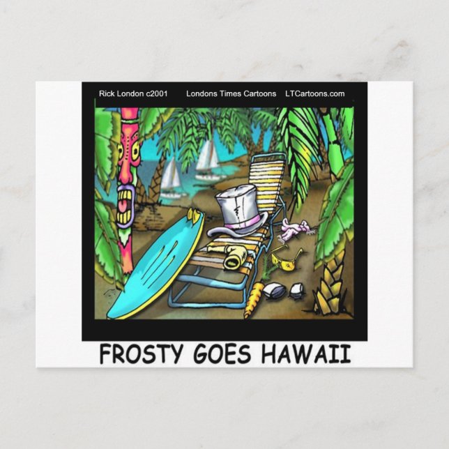 Cartes Pour Fêtes Annuelles Frosty Goes Hawaii Funny Christmas (Devant)