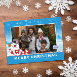 Cartes Pour Fêtes Annuelles Frosty Le Snowman | Joyeuse photo de famille de No<br><div class="desc">Célébrez les fêtes avec Frosty le Snowman! Customisez cette carte postale Frosty the Snowman avec votre photo de famille préférée et votre texte personnalisé !</div>
