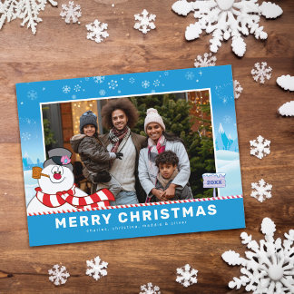 Cartes Pour Fêtes Annuelles Frosty Le Snowman | Joyeuse photo de famille de No