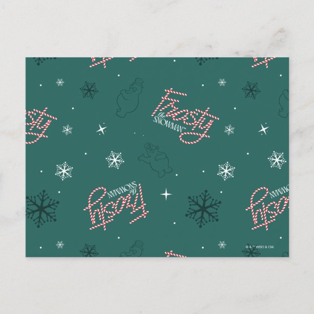 Cartes Pour Fêtes Annuelles Frosty Snowman Green Snowflake Motif (Devant)