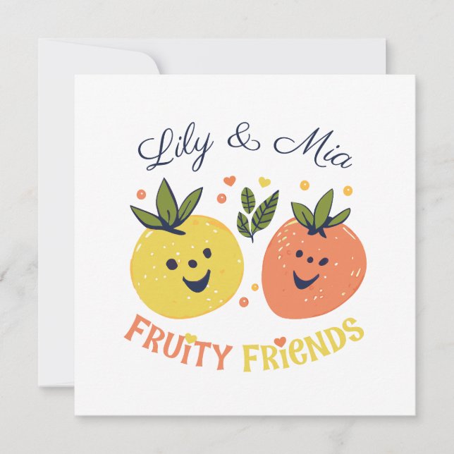 Cartes Pour Fêtes Annuelles Fruit Friends fraise et orange (Devant)