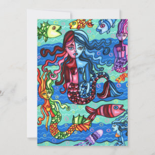 Cartes Pour Fêtes Annuelles Fruits de mer Poisson Abstrait peinture originale