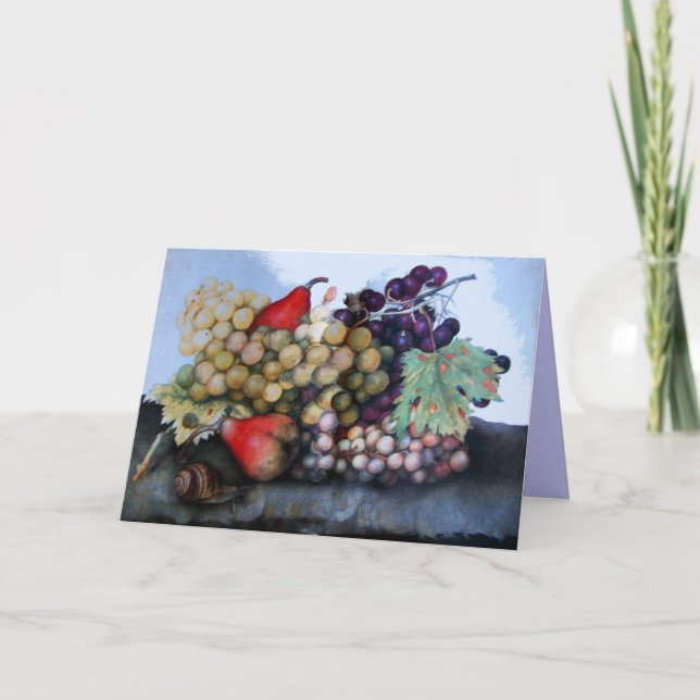 CARTES POUR FÊTES ANNUELLES FRUITS DE SAISON 1 - RAISONS ET PEARS (Devant)