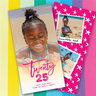 Cartes Pour Fêtes Annuelles Fuchsia Pink 2023 Brossé Mix Typographie Nouvel An