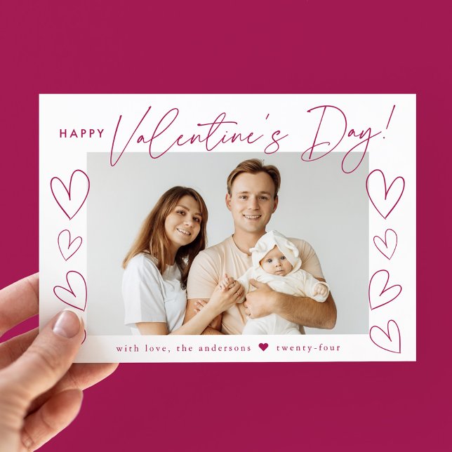 Cartes Pour Fêtes Annuelles Fuchsia Script moderne photo de la Saint Valentin (Créateur téléchargé)