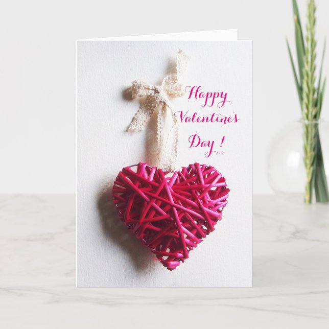 CARTES POUR FÊTES ANNUELLES FUCHSIE ROSE COEUR ENNUYÉ, JOUR DE VALENTINE (Devant)