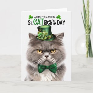 Cartes Pour Fêtes Annuelles Fumée Chat Perse coloré St CATrick's Day