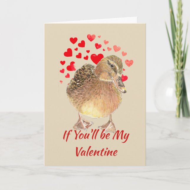Cartes Pour Fêtes Annuelles Fun Be My Valentine Lucky Ducky Cute Duck Card (Devant)