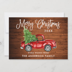 Cartes Pour Fêtes Annuelles Fun Calliage bois Vintage Camion Arbre Noël