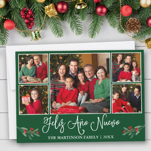 Cartes Pour Fêtes Annuelles Fun Calligraphie Feliz Ano Nuevo Green 5 Photo