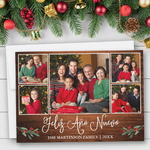 Cartes Pour Fêtes Annuelles Fun Calligraphie Feliz Ano Nuevo Wood 5 Photo