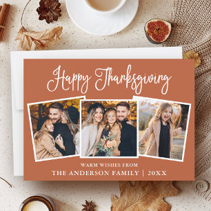 Cartes Pour Fêtes Annuelles Fun Calligraphie Thanksgiving Terracotta 3 Photo