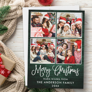 Cartes Pour Fêtes Annuelles Fun Calligraphy Christmas Green Wood 4 Photos