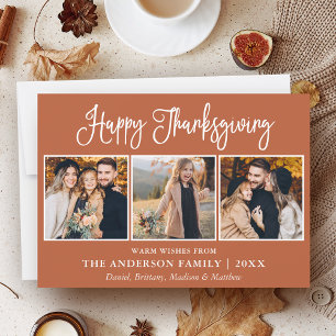 Cartes Pour Fêtes Annuelles Fun Calligraphy Thanksgiving Terracotta 3 Photos