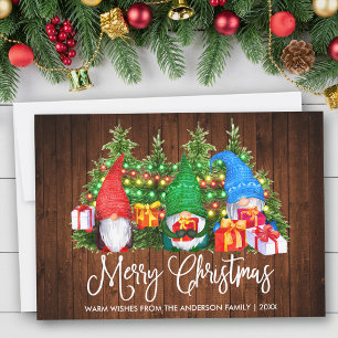 Cartes Pour Fêtes Annuelles Fun Calligraphy Wood Joyeux Noël Gnomes