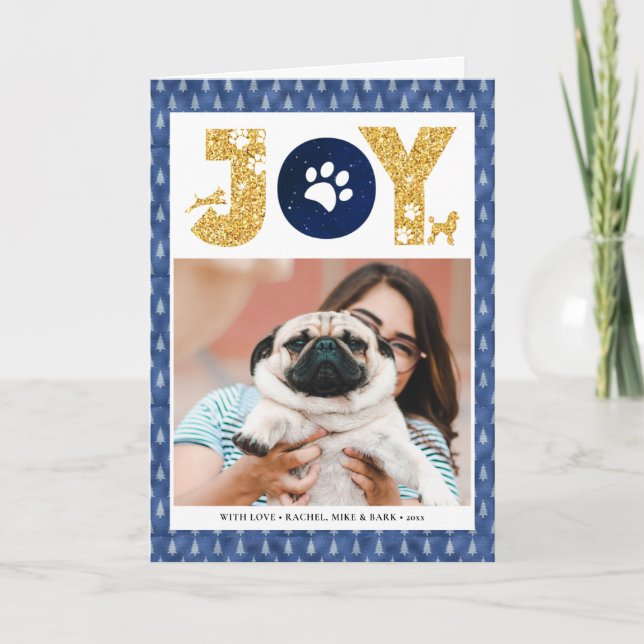 Cartes Pour Fêtes Annuelles Fun Chien Paw Script JOIE Moderne (Devant)
