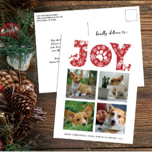 Cartes Pour Fêtes Annuelles Fun Chien Paw Script JOIE Moderne