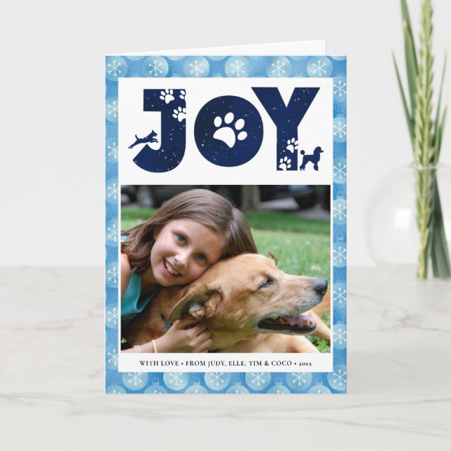 Cartes Pour Fêtes Annuelles Fun Chien Paw Script JOIE Moderne (Devant)
