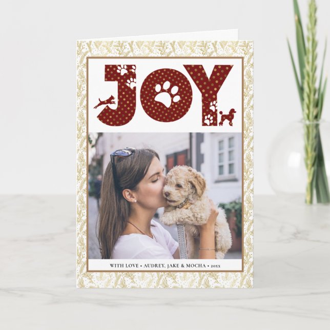 Cartes Pour Fêtes Annuelles Fun Chien Paw Script JOIE Moderne (Devant)