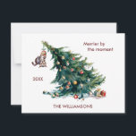 Cartes Pour Fêtes Annuelles Fun Christmas Tree Dangereux Chat Personnaliser<br><div class="desc">C'est une carte de vacances spéciale et amusante — tout allait presque bien,  puis — entrez dans le chat et l'arbre. Si vous avez besoin d'aide ou si vous avez des questions de conception,  envoyez un conversation ou un courriel à charmdesignstudio@rcn.com et nous serons heureux de vous aider.</div>