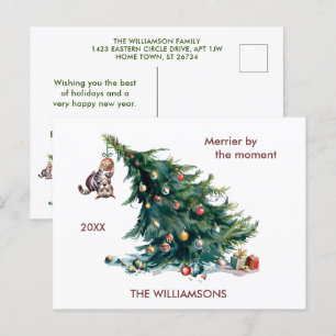Cartes Pour Fêtes Annuelles Fun Christmas Tree Dangereux Photo de chat