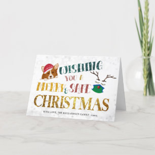 Cartes Pour Fêtes Annuelles Fun Corgi Wishing Joyeux et en sécurité Noël migno