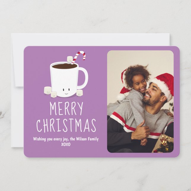 Cartes Pour Fêtes Annuelles Fun Cute Hot Chocolat Photo Noël (Devant)