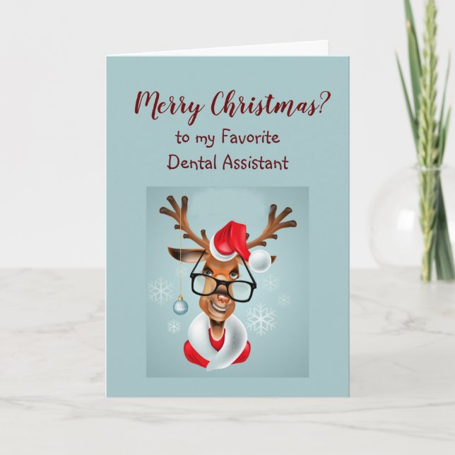 Cartes Pour Fêtes Annuelles Fun Dental Assistant Noël voeux Père Noël (Devant)