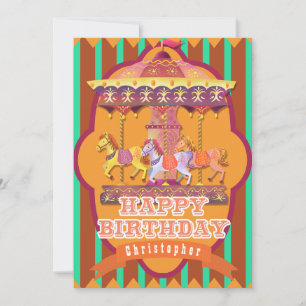 Cartes Pour Fêtes Annuelles Fun Fair Carousel Anniversaire