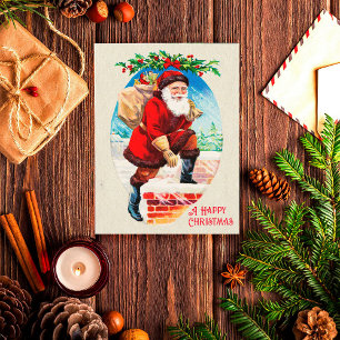 Cartes Pour Fêtes Annuelles Fun Festif Vintage Victorian Père Noël Cadeaux Chi
