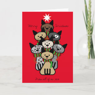 Cartes Pour Fêtes Annuelles Fun & Festive Felines Arbre de Noël