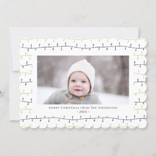 Cartes Pour Fêtes Annuelles Fun Gold Noir ornements de Noël Simple Blanc