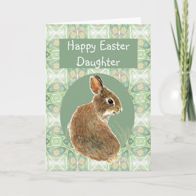 Cartes Pour Fêtes Annuelles Fun Happy Easter Daughter with Cute Bunny (Devant)