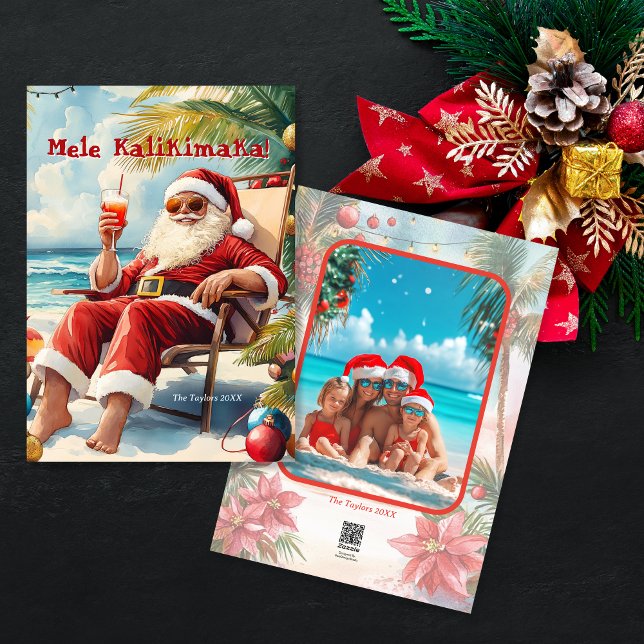 Cartes Pour Fêtes Annuelles Fun Hawaii Mele Kalikimaka Photo de Noël (Créateur téléchargé)