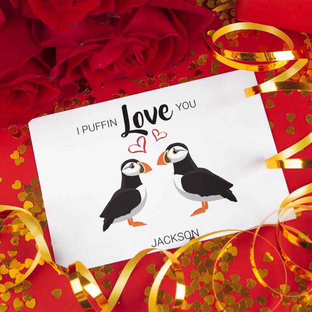 Cartes Pour Fêtes Annuelles Fun I Puffin Love You Valentines Day (Créateur téléchargé)