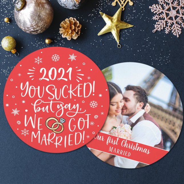 Cartes Pour Fêtes Annuelles Fun ironique nous nous sommes mariés elopement pho (Créateur téléchargé)
