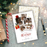 Cartes Pour Fêtes Annuelles Fun Joyeux Noël Photo Collage<br><div class="desc">Le design amusant et mignon comprend 5 photos encadrées de sucre de canne,  d'ornement et d'une boîte cadeau qui ravira famille et amis cette saison de vacances.</div>