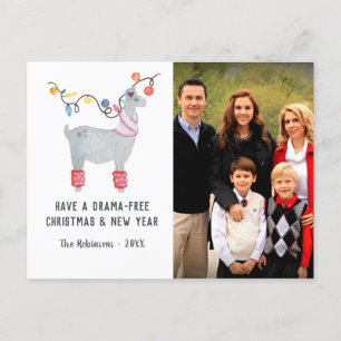 Cartes Pour Fêtes Annuelles Fun Llama thème Noël Famille Photo