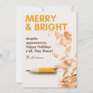 Cartes Pour Fêtes Annuelles Fun moderne Joyeux & Crayon brillant Vacances Shar