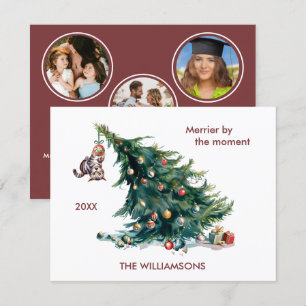 Cartes Pour Fêtes Annuelles Fun Noël arbre Dangereux Chat 3 Photo