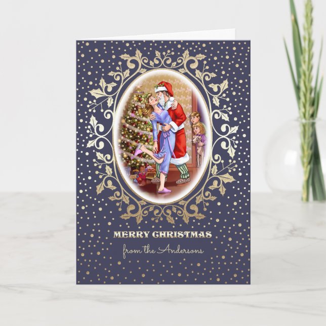 Cartes Pour Fêtes Annuelles Fun Noël Famille Scène personnalisée (Devant)